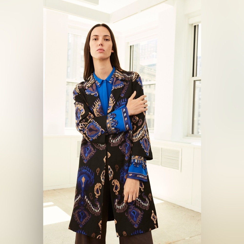 Kobi Halperin NEW Paige Embroidered Linen Blend Coat Western Rare $798.00 Sz M/L